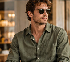 Illustrative portrait of a man in a casual green shirt